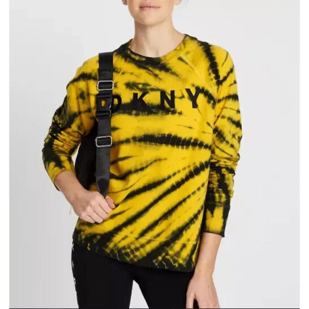 NEW DKNY Women's Sport Tie-Dyed Logo Yellow Top, Size - X-Small